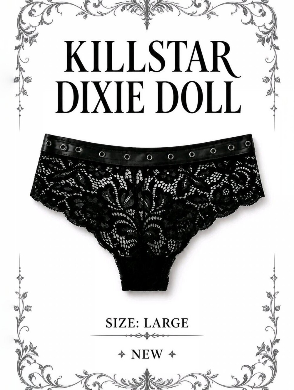 Killstar ✦ Mesh Panty ✦ Black Ruffled Gothic Trim Dixie Doll Collection Sz L NWT